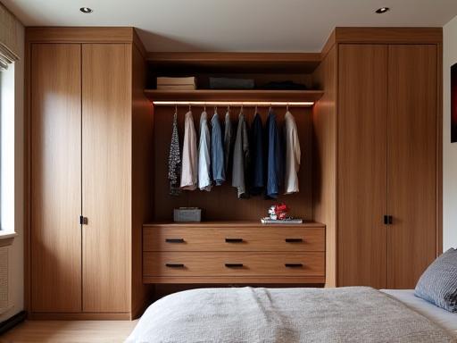 Custom built-in wardrobe with elegant wooden finishes